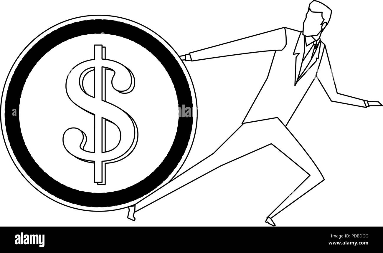 Businessman pulling coin in black and white Stock Vector Image & Art ...