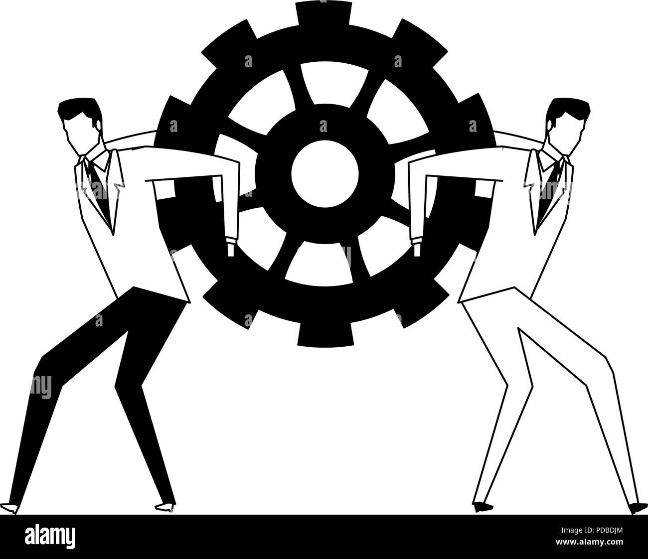 Businessmens holding gear in black and white Stock Vector Image & Art ...
