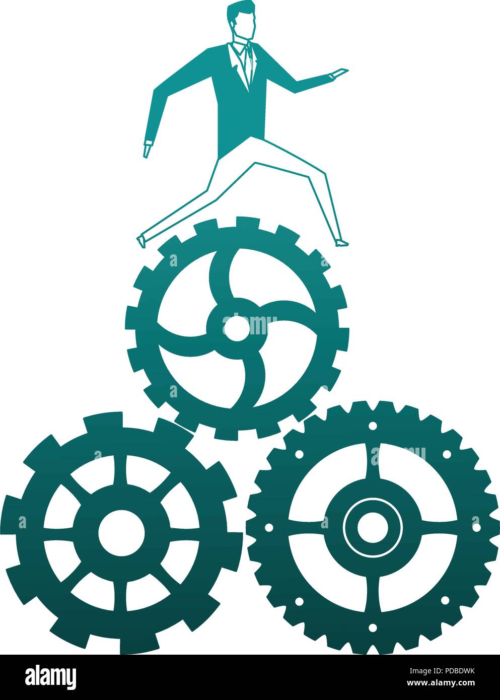 Businessman running on gears in blue lines Stock Vector Image & Art - Alamy