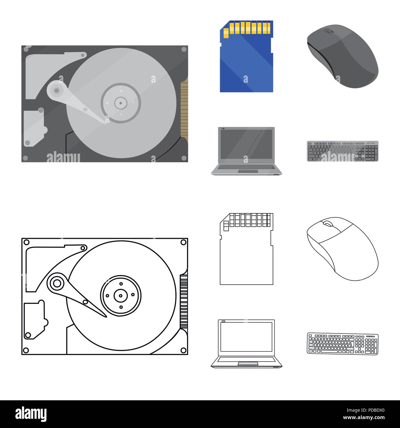 Computer mouse, laptop and other equipment. Personal computervset ...