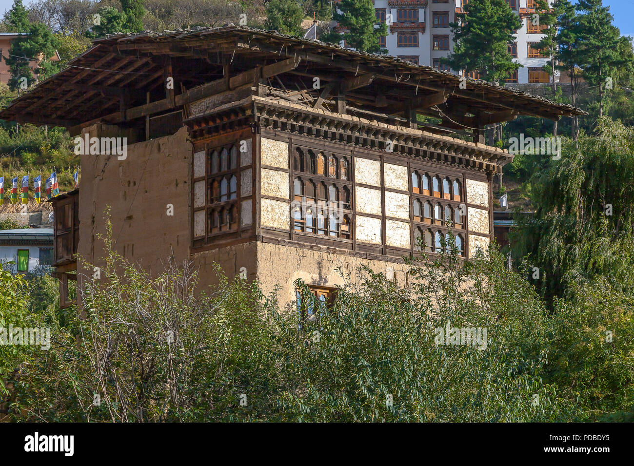 Bhutanesestyle building, Thimphu, Bhutan Stock Photo Alamy