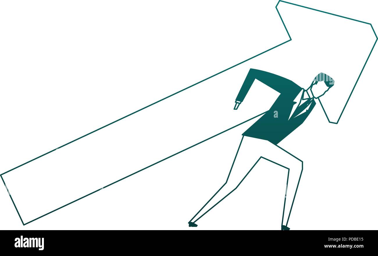 Businessman holding arrow up in blue lines Stock Vector Image & Art - Alamy