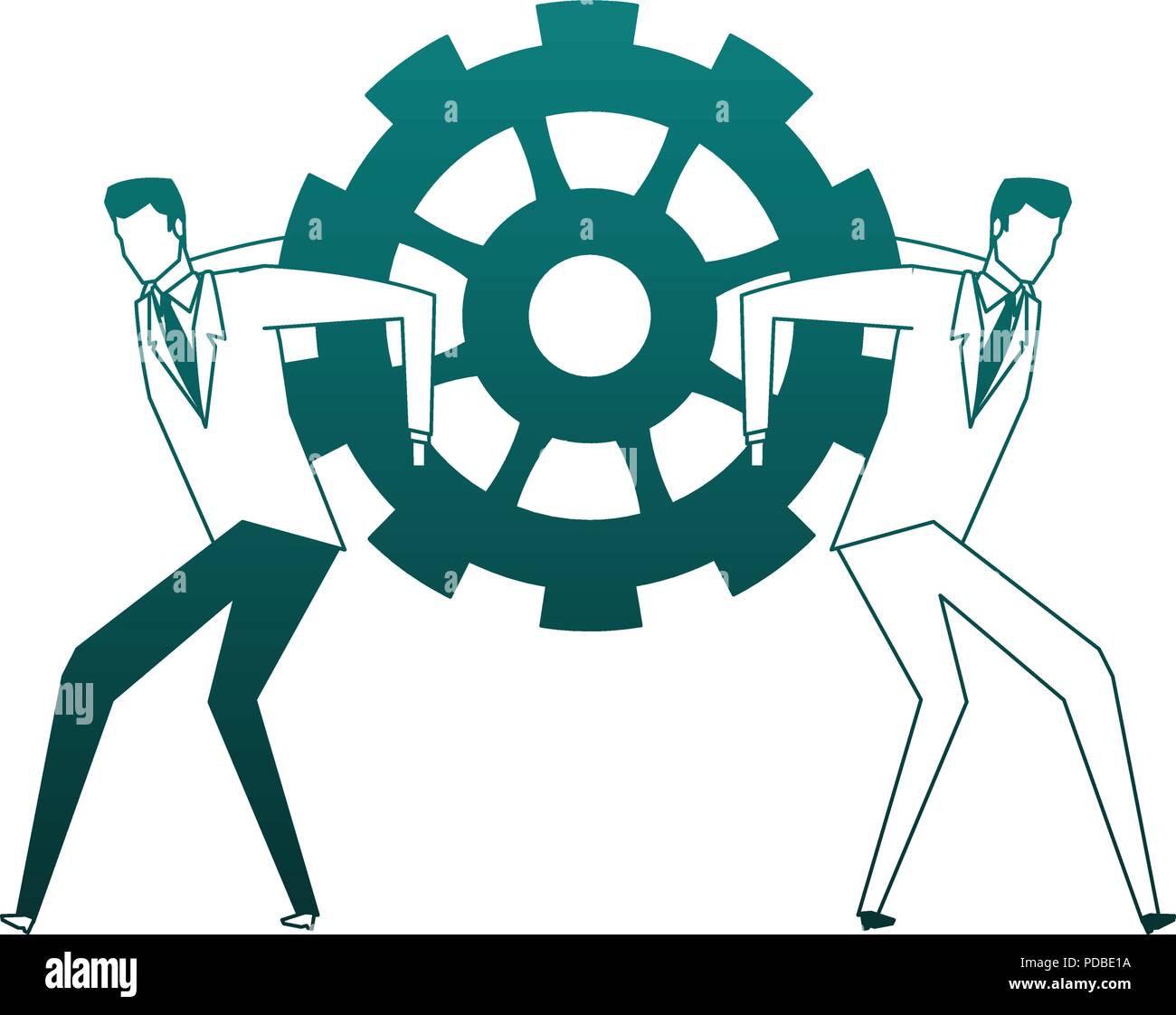 Businessmens holding gear in blue lines Stock Vector Image & Art - Alamy