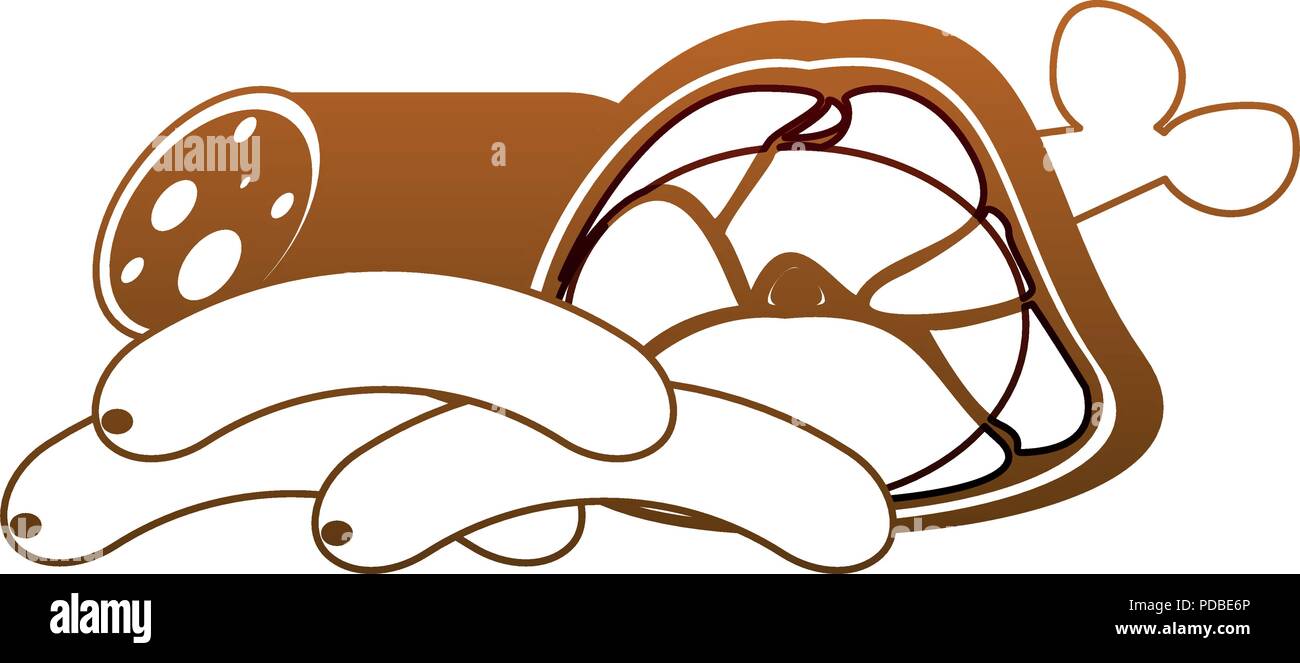 Set of meats orange lines Stock Vector