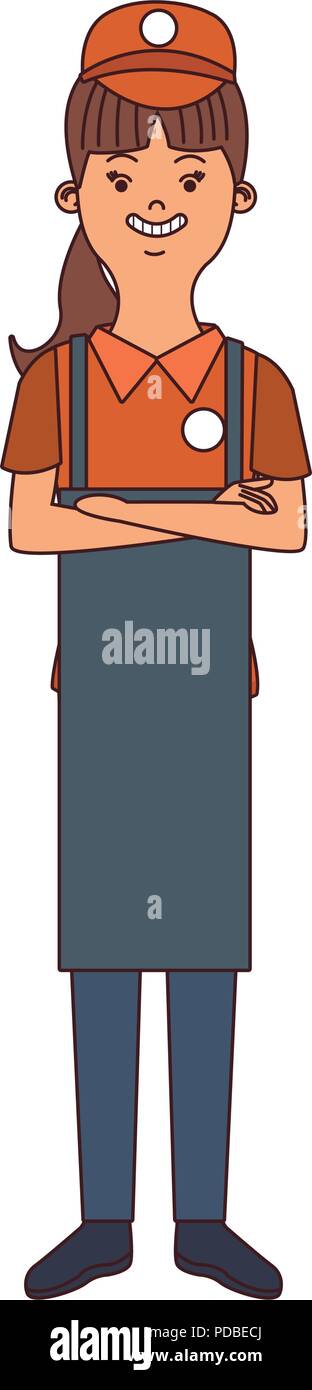 Woman waiter cartoon Stock Vector