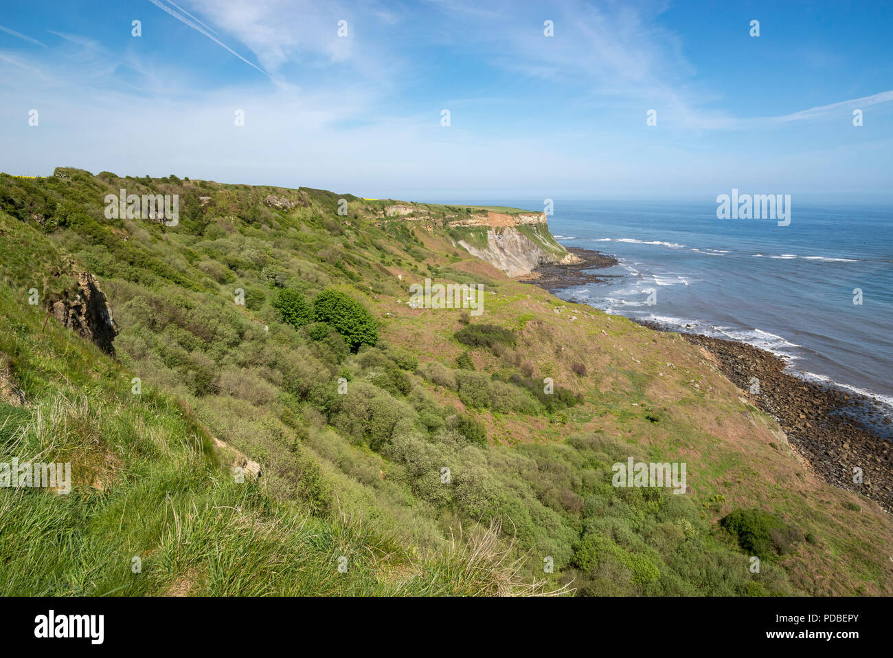 Rugged coastline at Kettleness near Whitby, North Yorkshire, England. Stock Photo