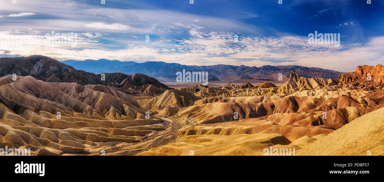 Panoramic view from the Zabriskie point  in Death Valley National Park in California Stock Photo