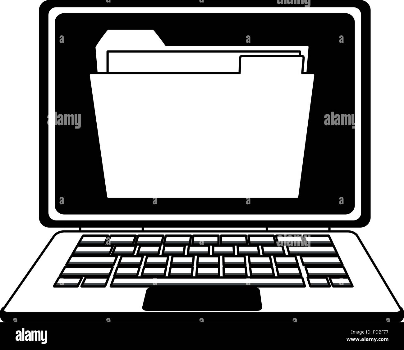 Folder in laptop screen in black and white Stock Vector Image & Art - Alamy