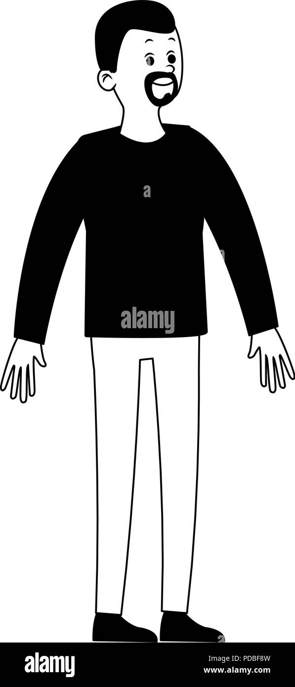Young man cartoon in black and white Stock Vector Image & Art - Alamy
