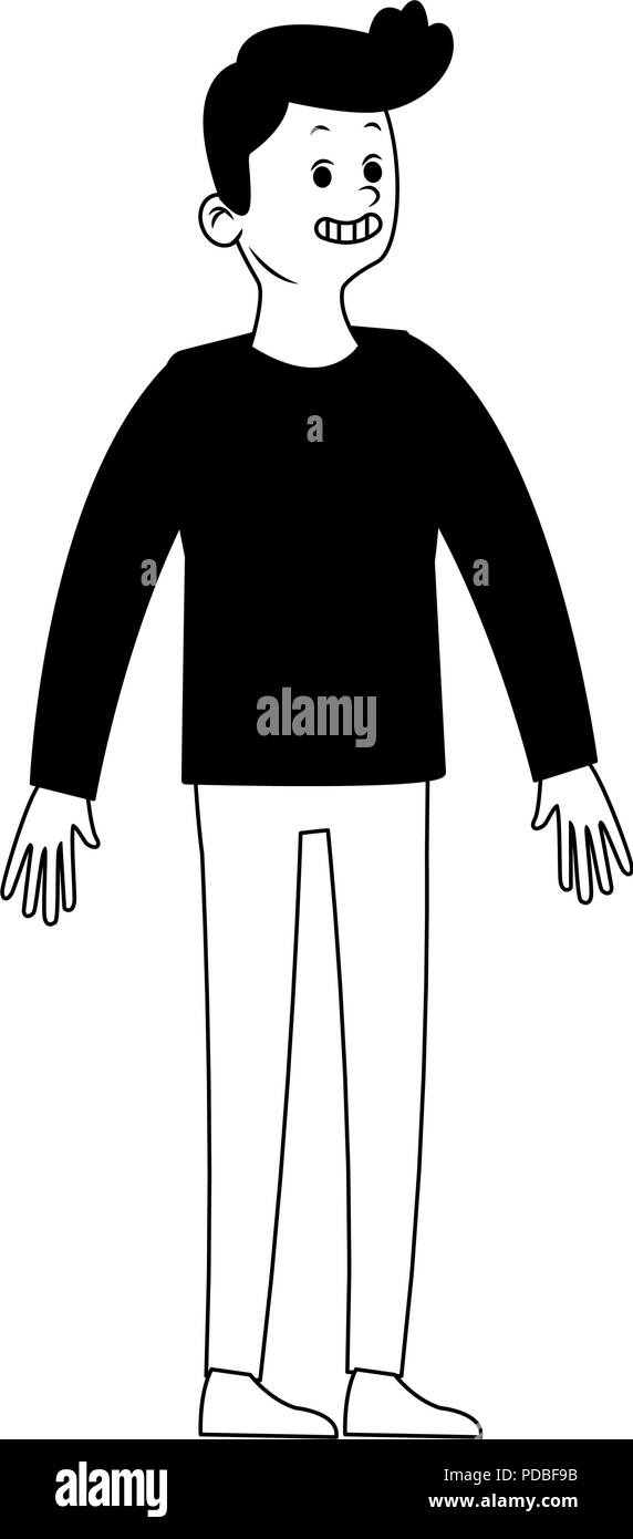 Young man cartoon in black and white Stock Vector Image & Art - Alamy