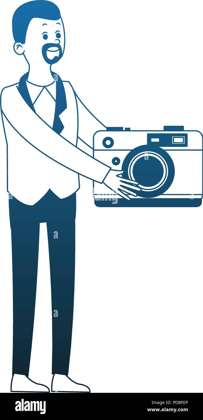 Businessman with video symbol blue lines Stock Vector Image & Art - Alamy