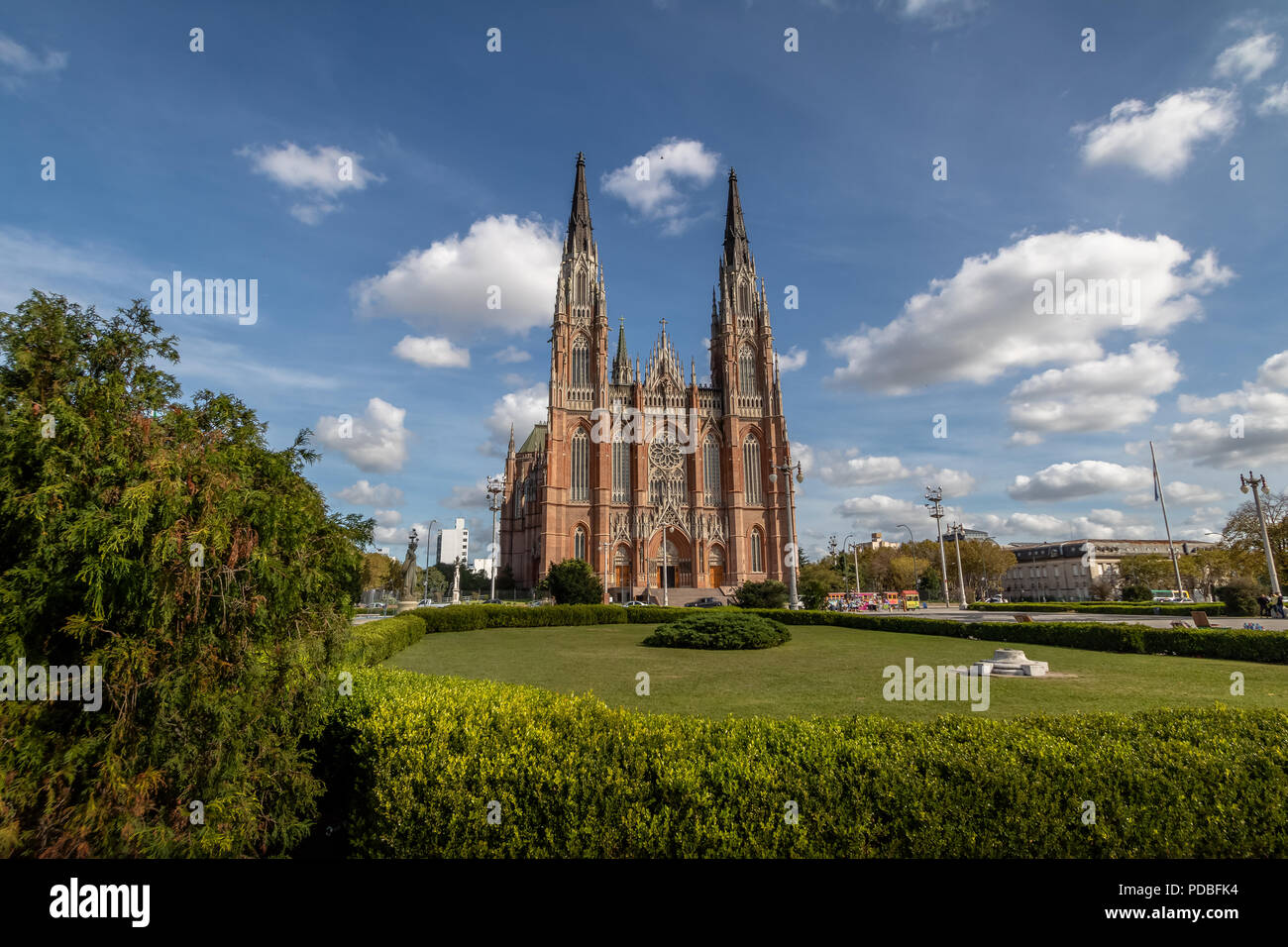 La Plata Cathedral and Plaza Moreno - La Plata, Buenos Aires Province, Argentina Stock Photo