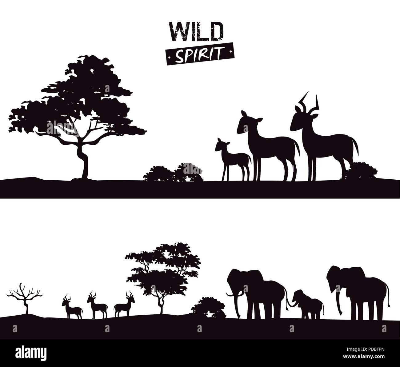 African animals silhouettes Stock Vector Image & Art - Alamy