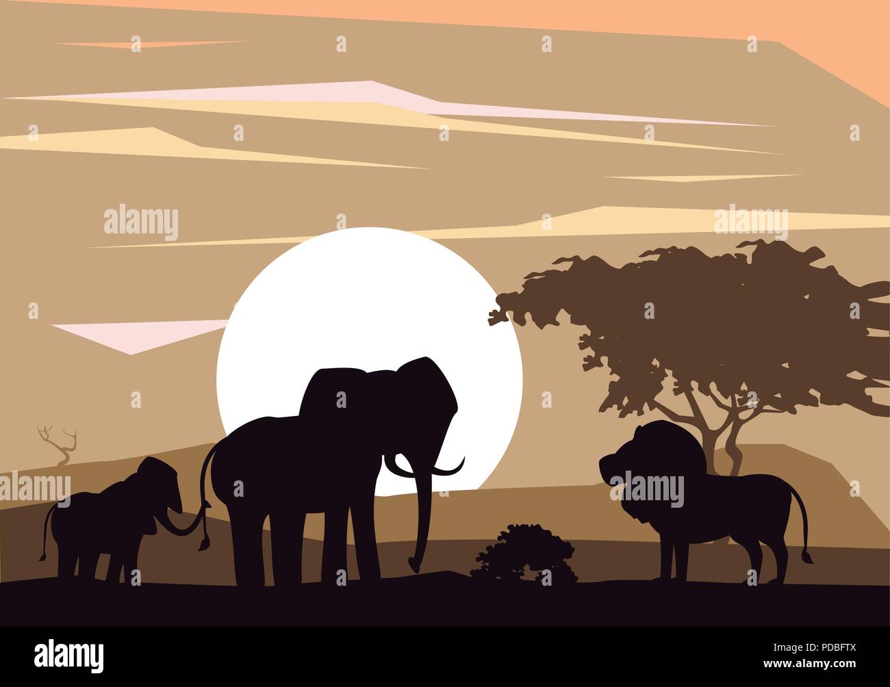 African animals silhouettes Stock Vector Image & Art - Alamy