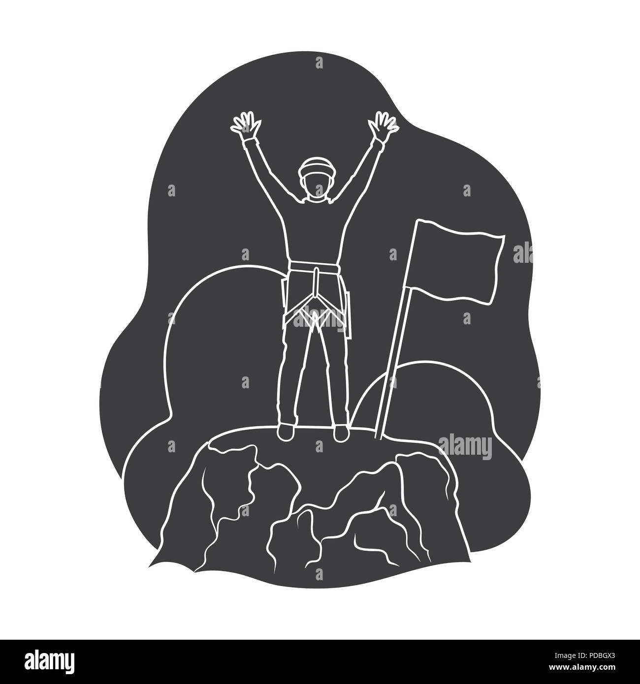 Climber on conquered top.Mountaineering single icon in black style ...