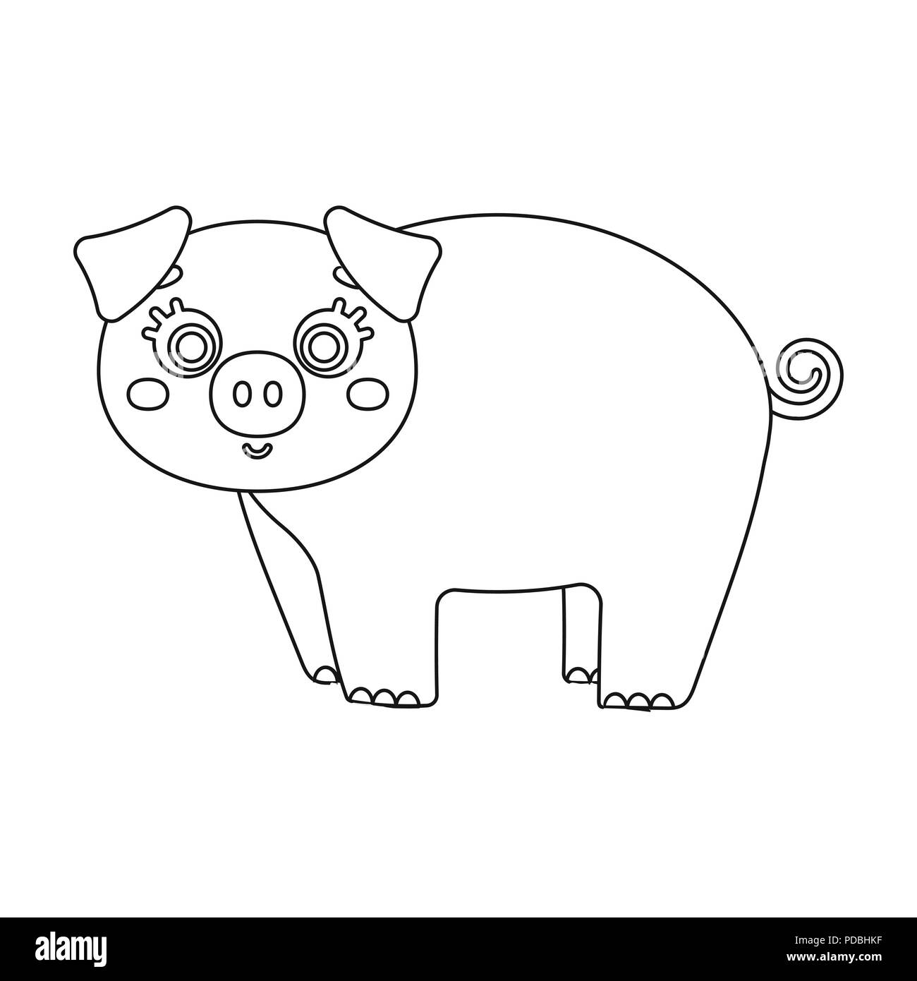 Piglet, single icon in outline style.Piglet vector symbol stock ...