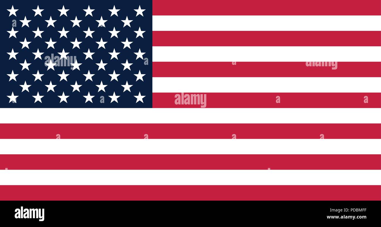 Vector image for the United States flag, Based on the real and exact US flag dimensions and Pantone colors (Blue PMS 282 & Red PMS 193) Stock Vector