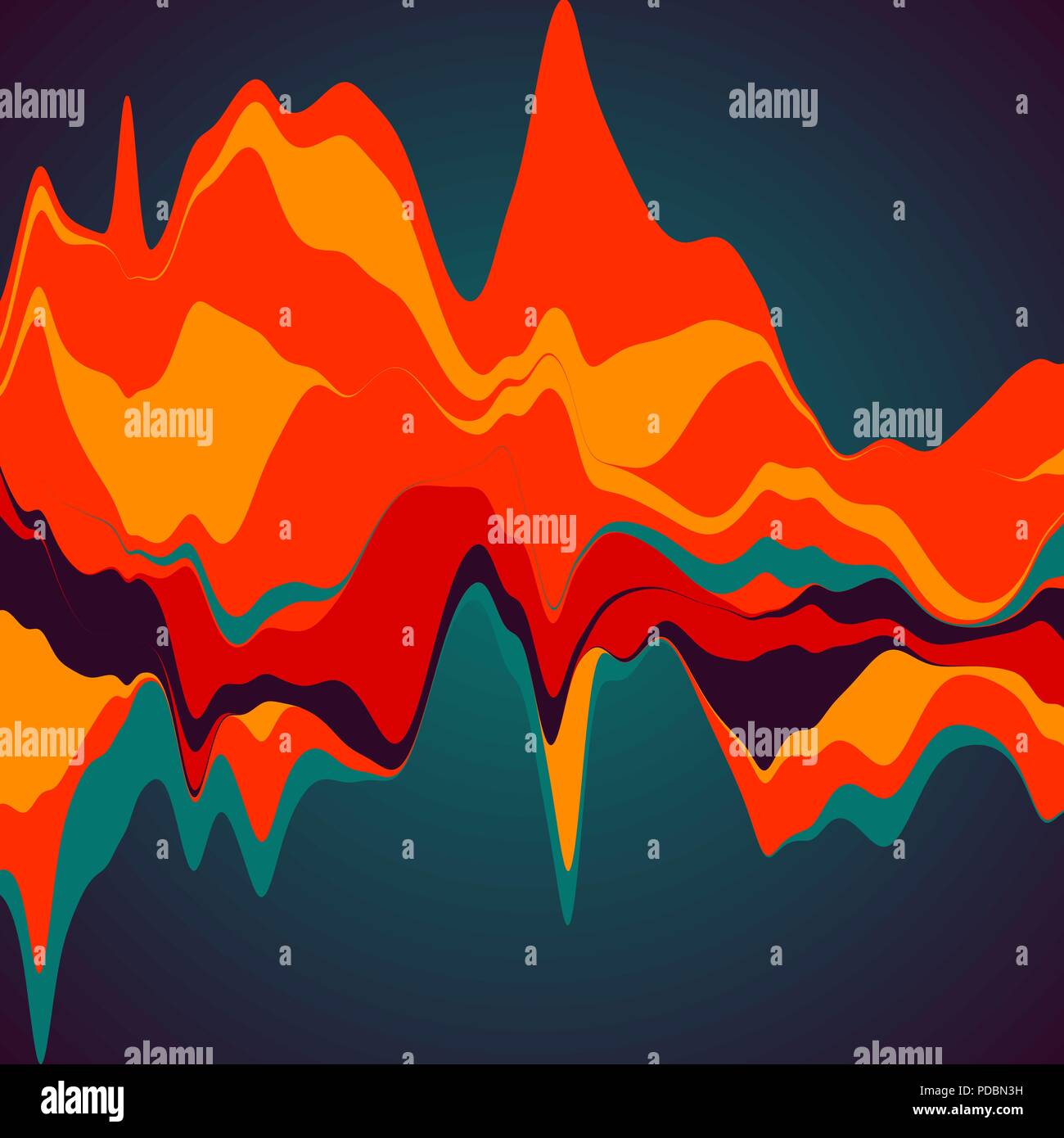 Big data visualization. Streamgraph. Futuristic infographic. Inf Stock Vector