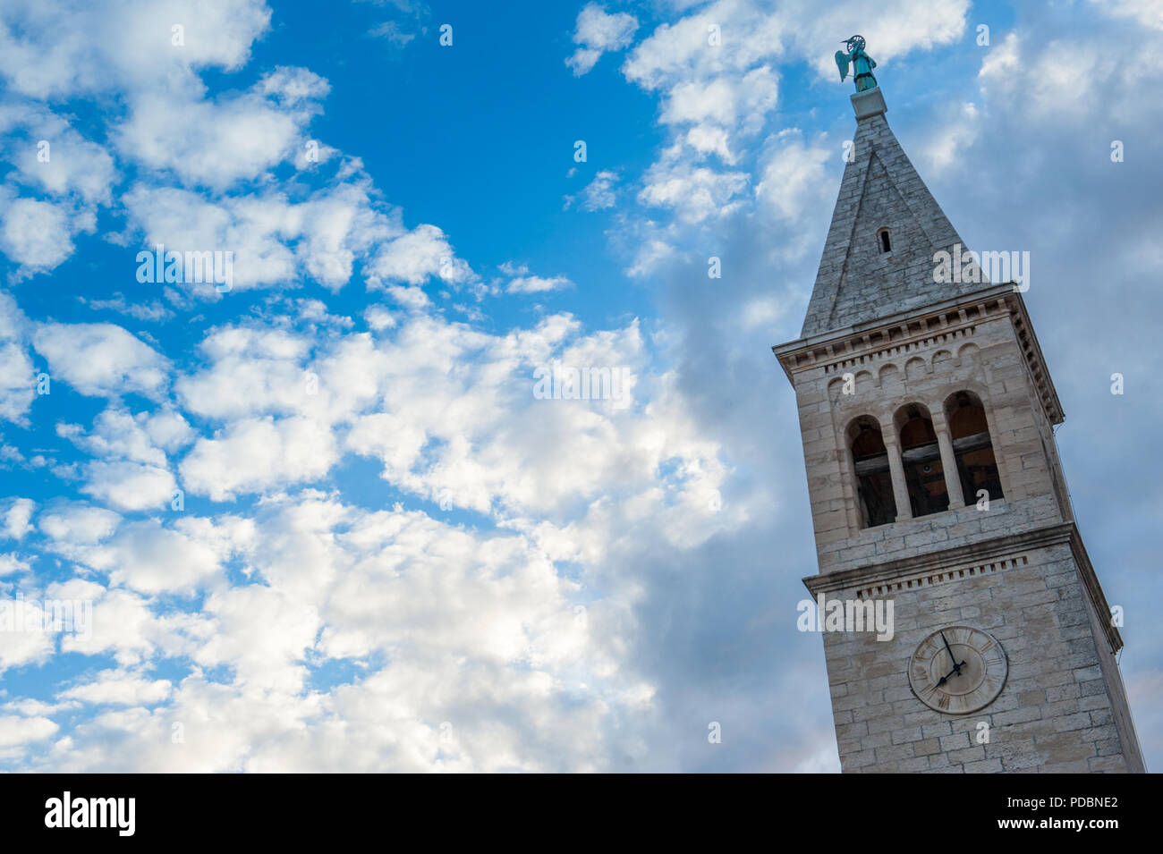 The clock tower in the town of Novigrad, Istria County, Croatia Stock Photo