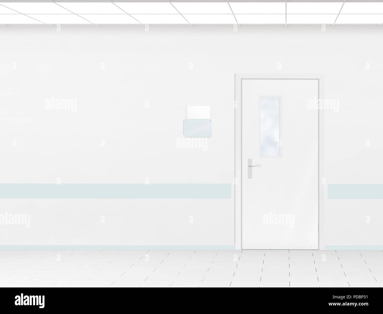 Download Hospital Corridor With Blank Wall Mockup And Door 3d Render Room Sign Mock Up Template On PSD Mockup Templates