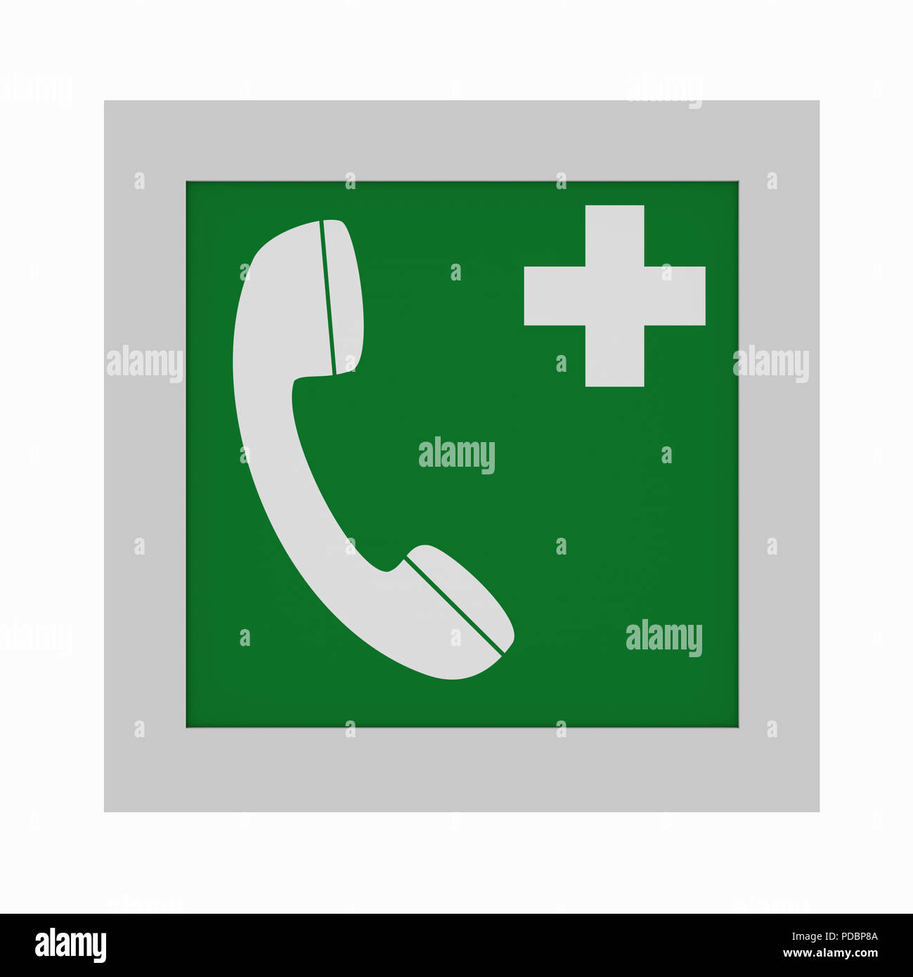 current escape signs according to ASR A1.3: emergency telephone. Front ...