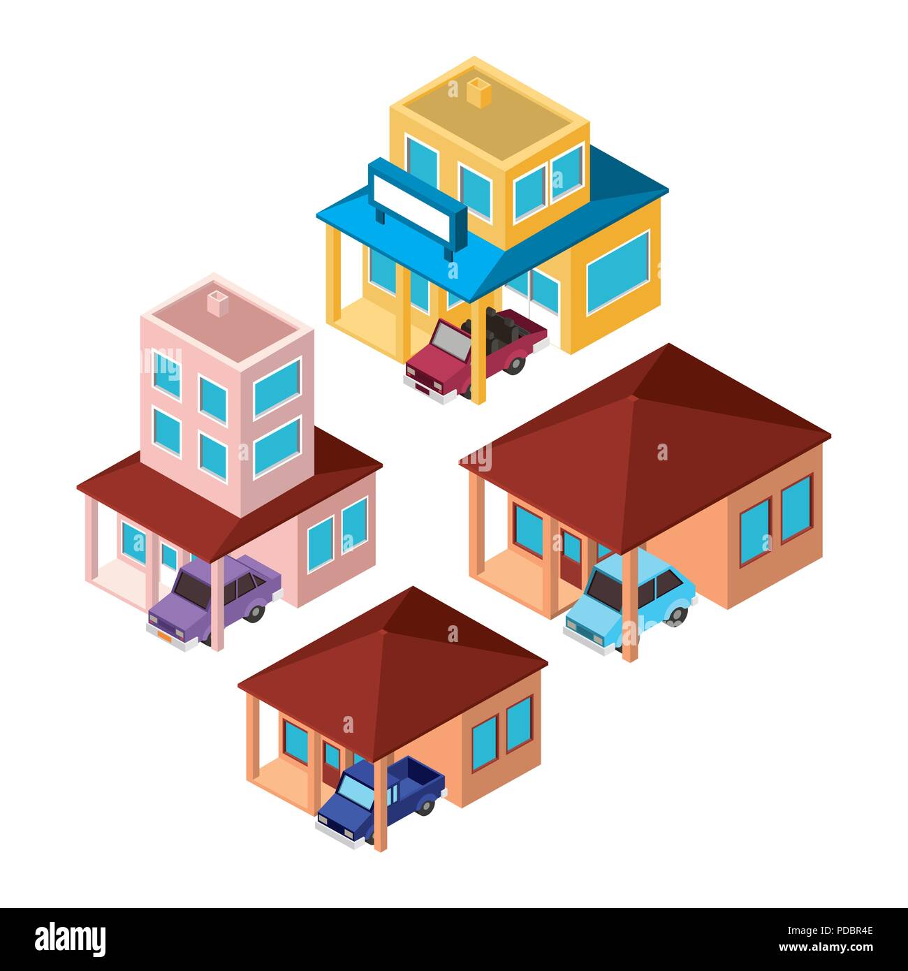 set buildings and cars scenes isometric Stock Vector Image & Art - Alamy