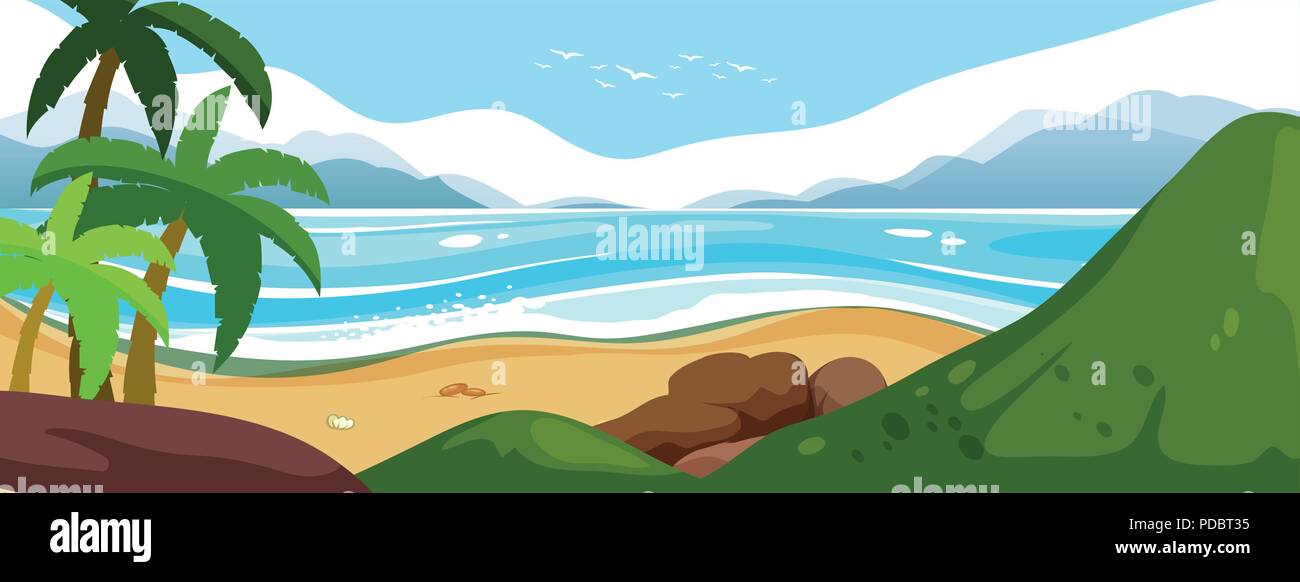 A beautiful summer seascape illustration Stock Vector Image & Art - Alamy