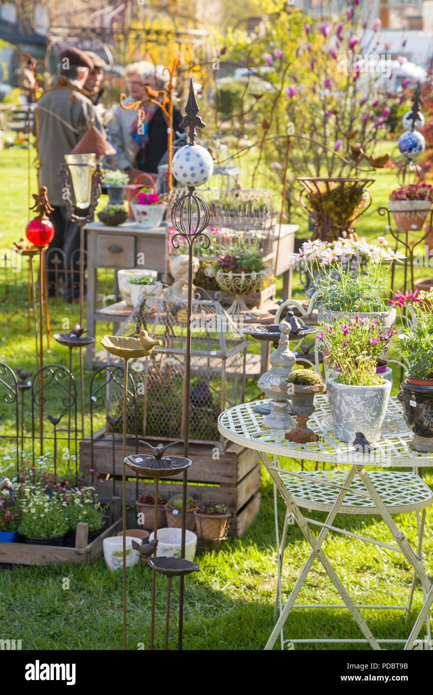 Vintage garden ornaments and furniture for sale at Passionnément Jardin,  the annual garden show in Honfleur, Normandy, France Stock Photo - Alamy