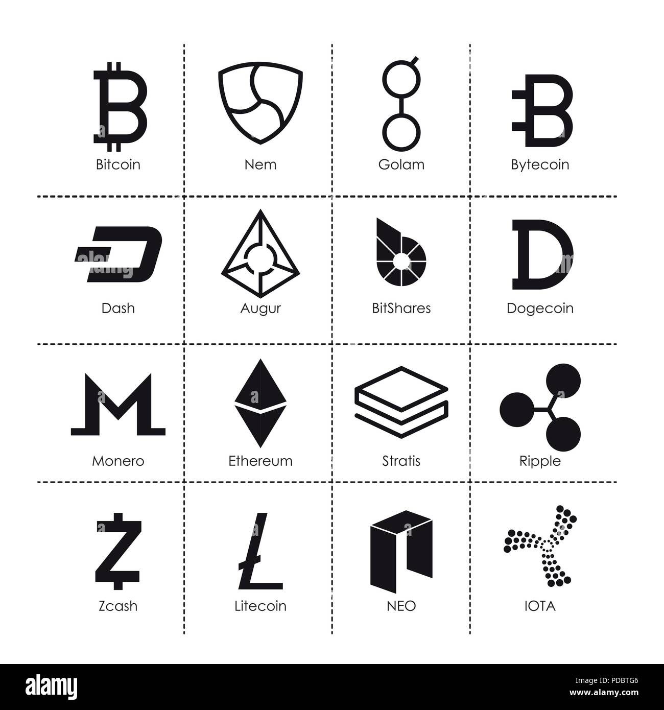 cryptocurrency set types icons Stock Vector Image & Art - Alamy