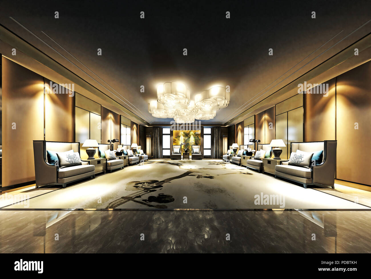 3d render of luxury hotel interior Stock Photo - Alamy