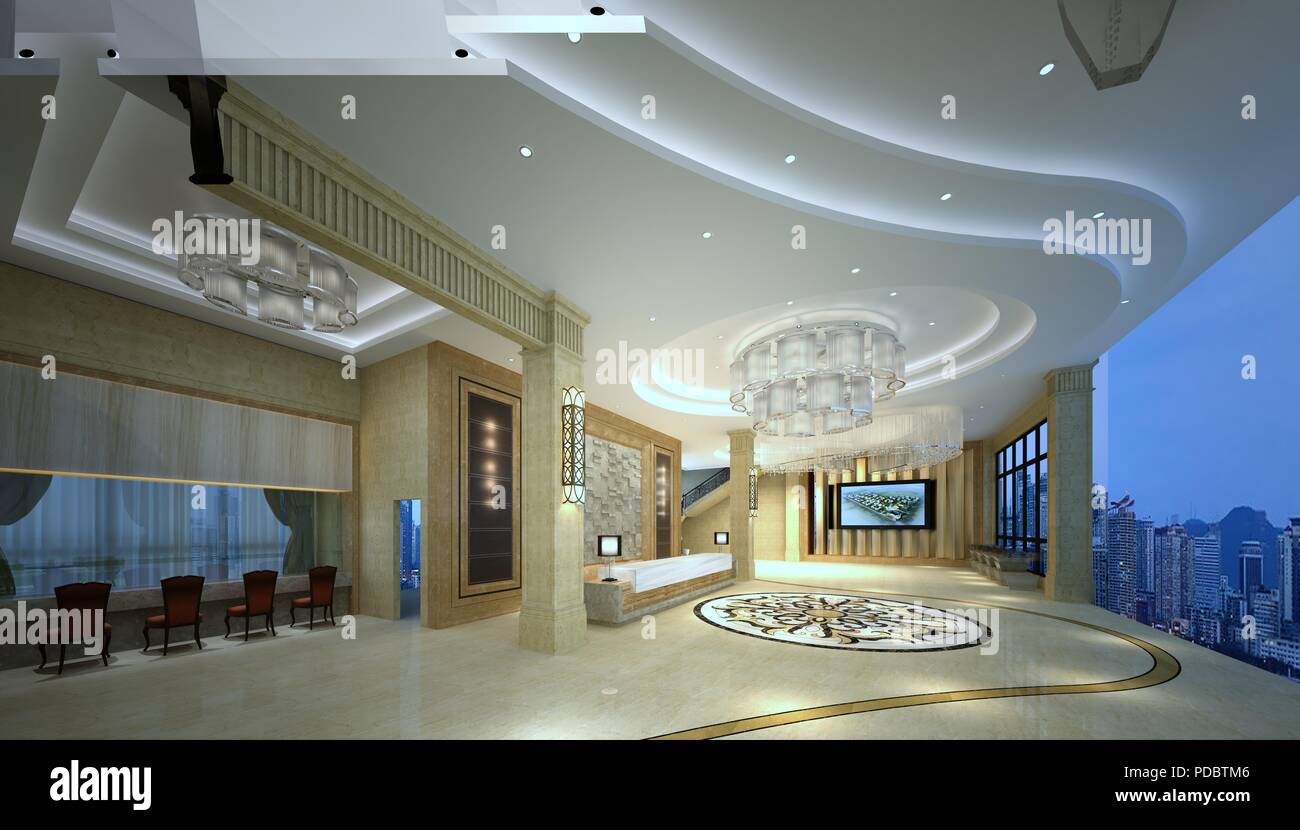 3d render of luxury hotel interior Stock Photo - Alamy