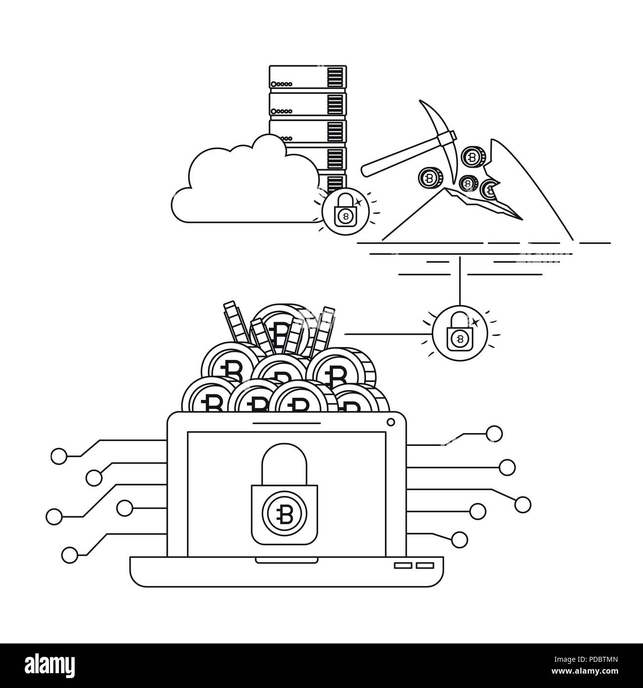 bitcoin mining set icons Stock Vector Image & Art - Alamy