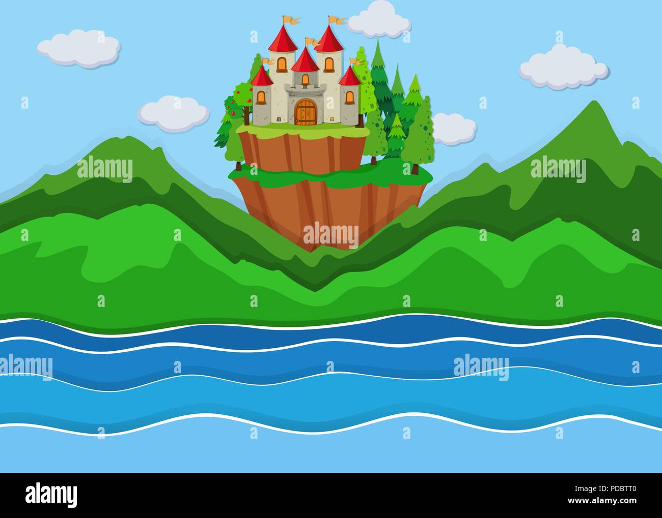 A beautiful castle on island illustration Stock Vector Image & Art - Alamy