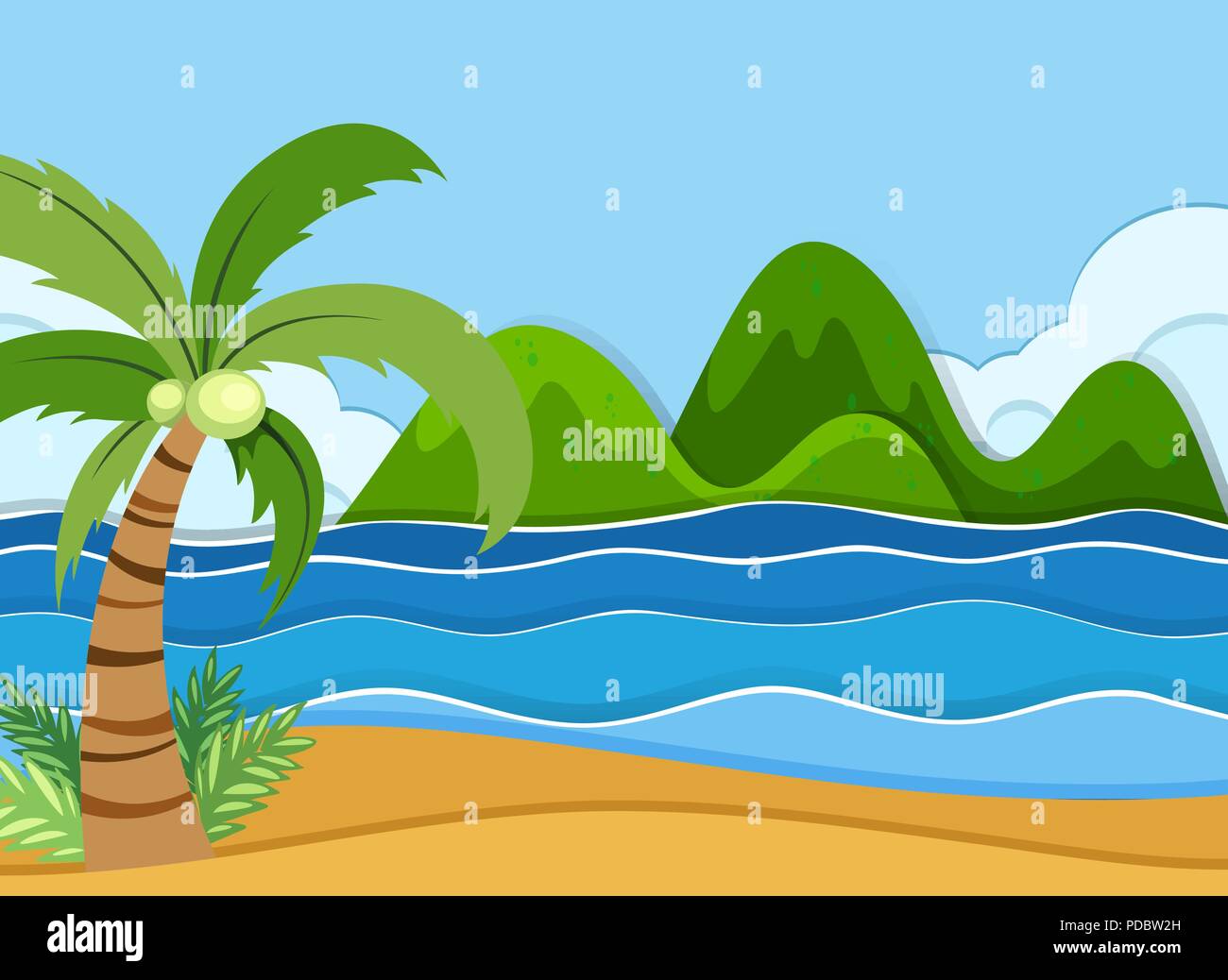 A summer beach landscape illustration Stock Vector Image & Art - Alamy