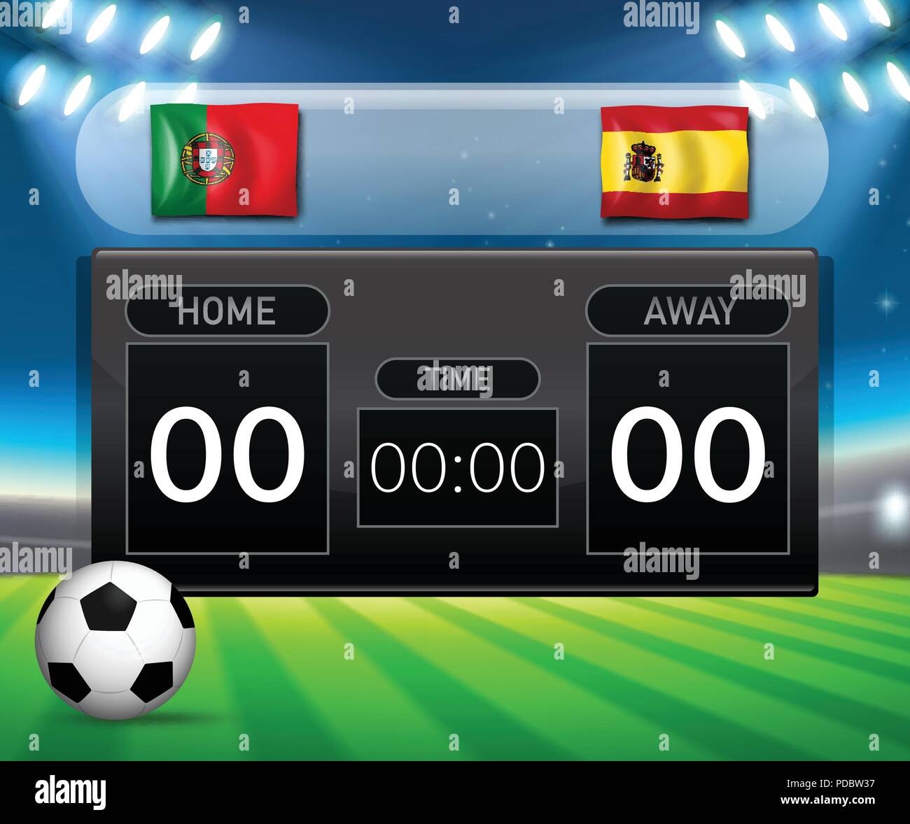 Scoreboard vector score board digital display football soccer sport team  match competition on stadium illustration set of score-board championship  information isolated on white background Stock Vector