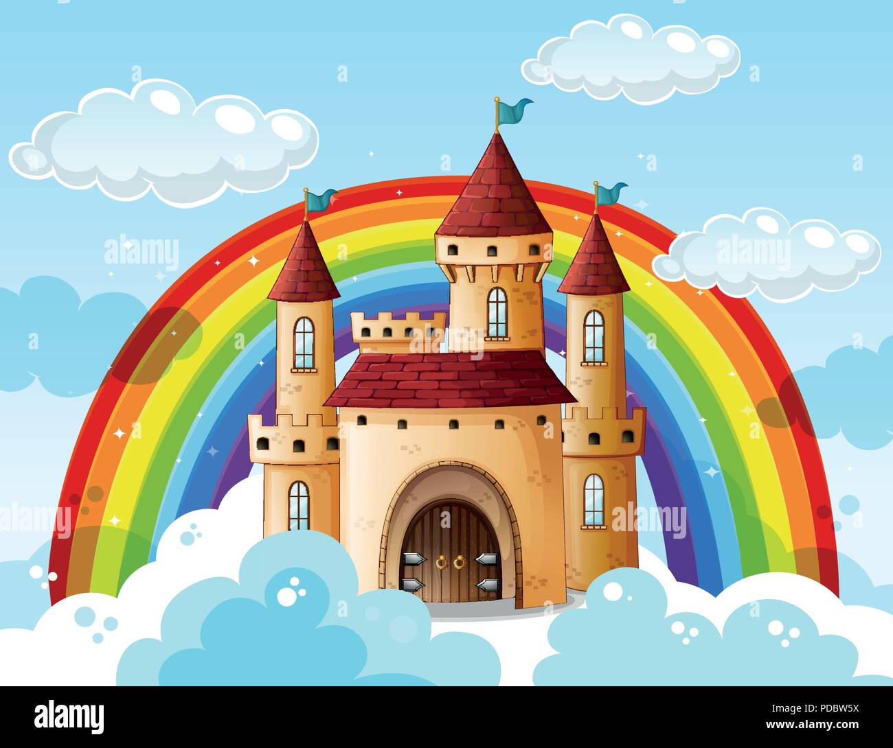 A beautiful castle on the cloud illustration Stock Vector Image & Art ...