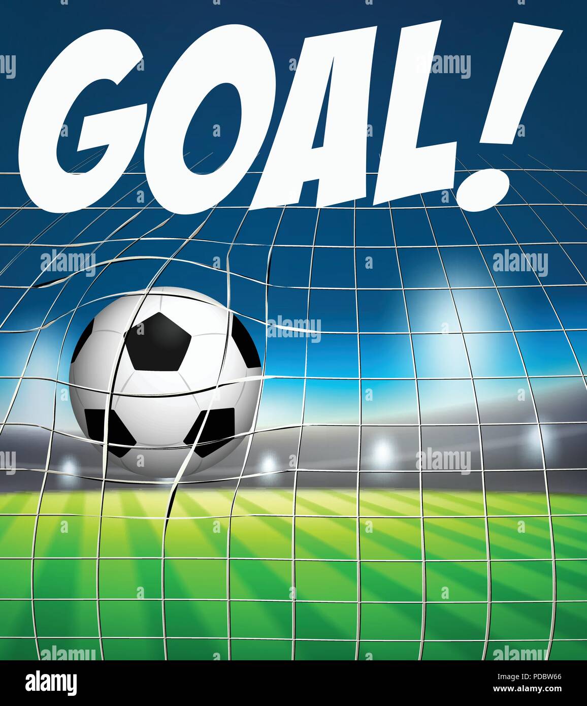 Goal with soccer ball in net concept illustration Stock Vector Image
