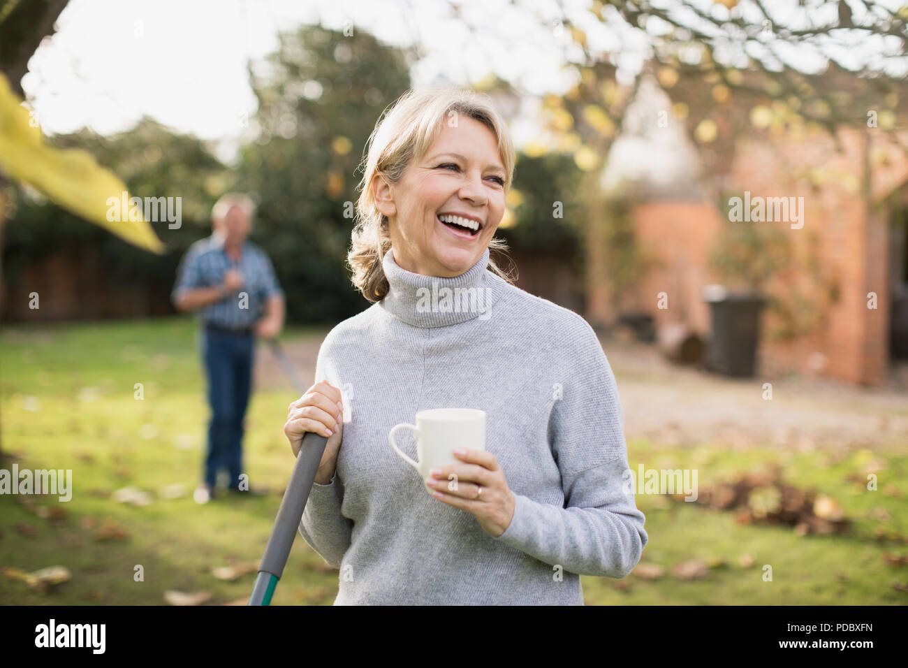 Mature woman drink coffee hi-res stock photography and images - Alamy
