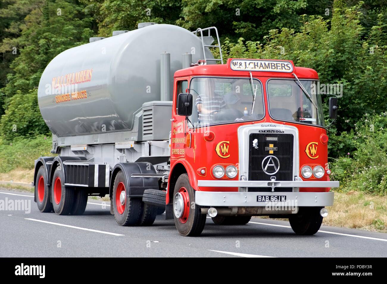 Atkinson Tractor unit with trailer on the Ayrshire Commercial Vehicle run from Ayr to Portpatrick, on the return to Ayr passing Glenluce. Stock Photo