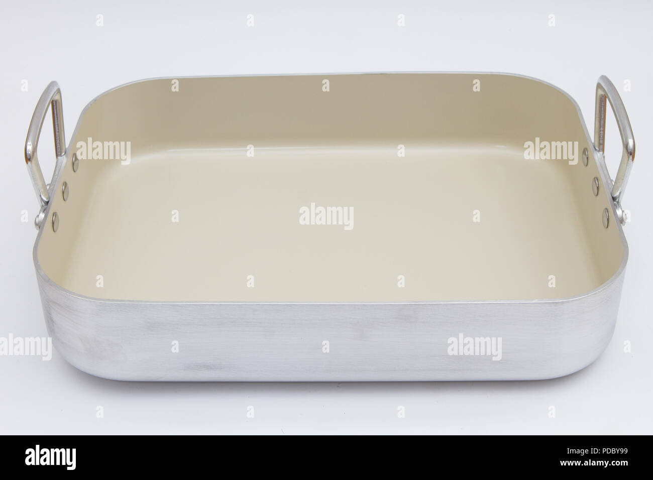 Empty metal baking dish isolated on white background Stock Photo Alamy