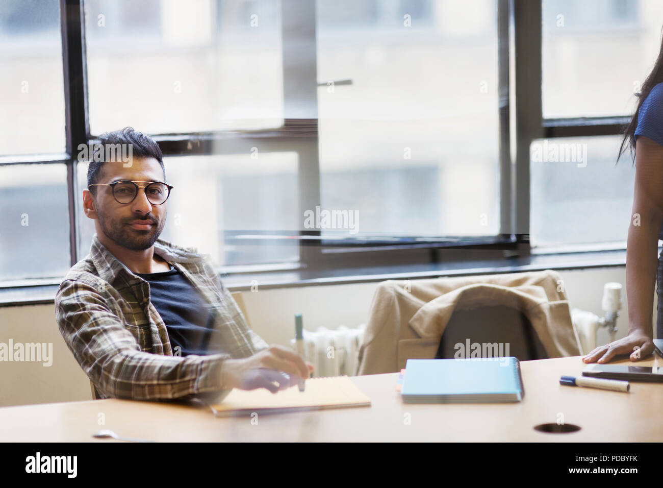 Portrait confident creative businessman Stock Photo
