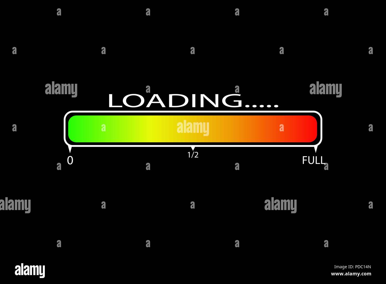 Vector image. Graphic scale load divided by level, black background ...
