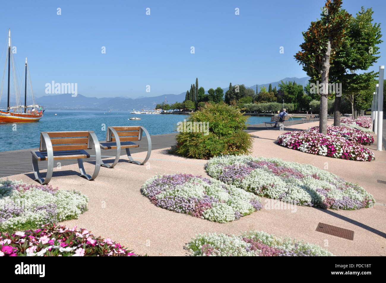 Promenade at lake Garda Bardolino in Italy Stock Photo