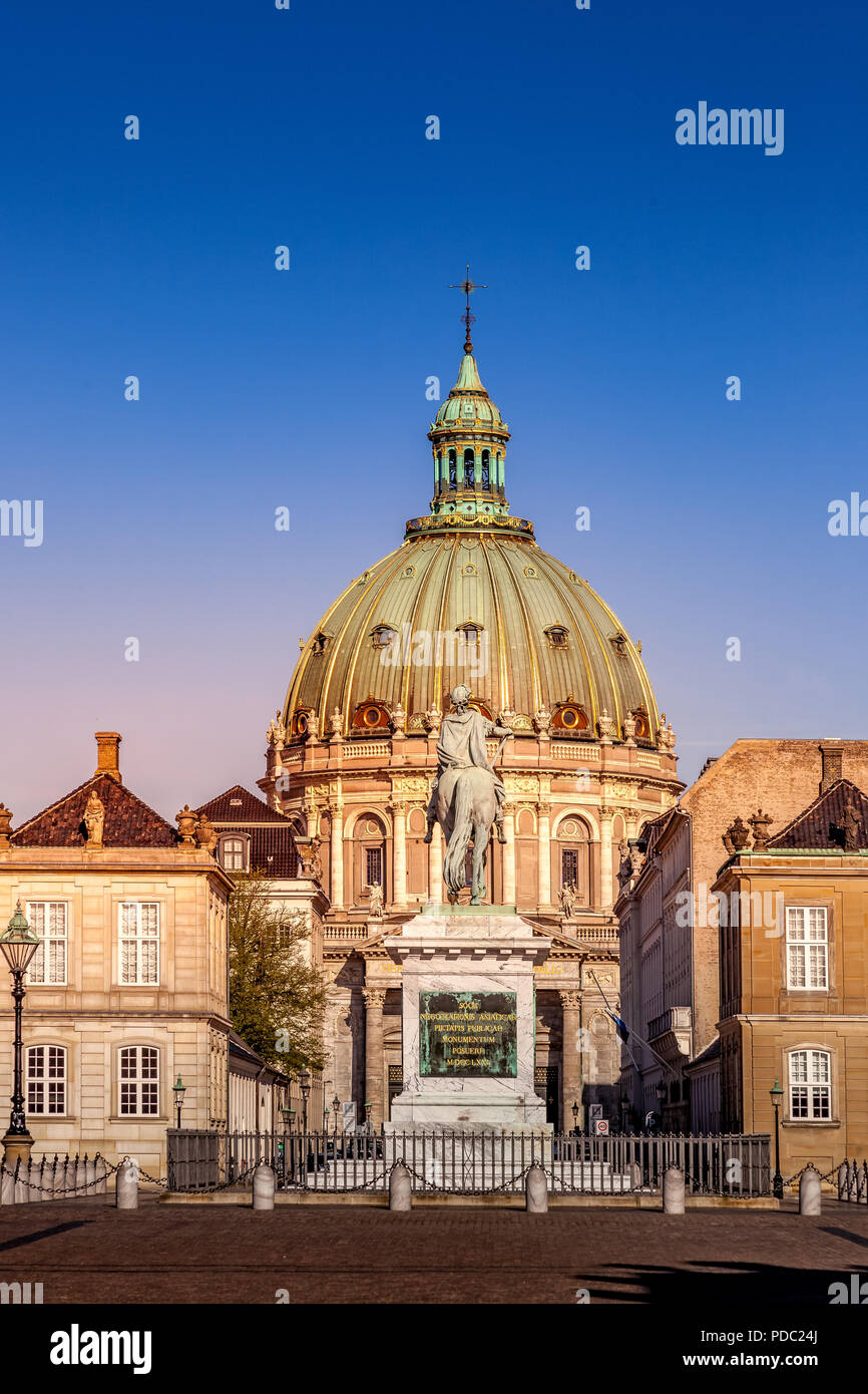 famous Frederiks Church and statue in Copenhagen, Denmark Stock Photo