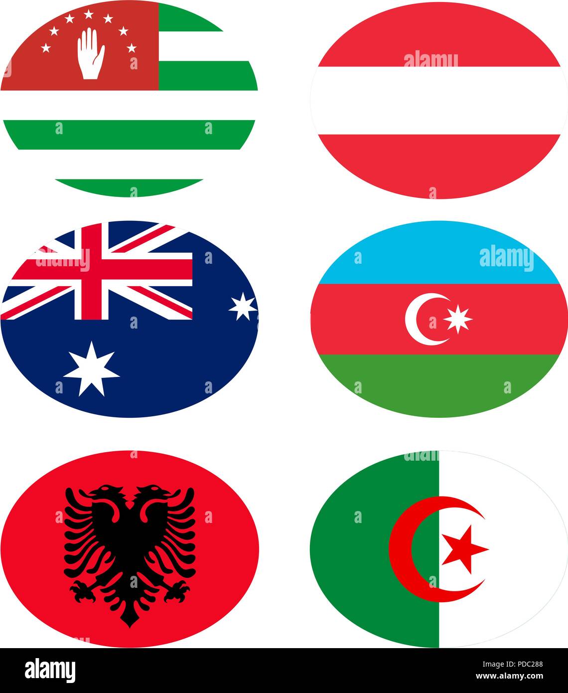 Raster illustration set of flags with names. Stock Photo