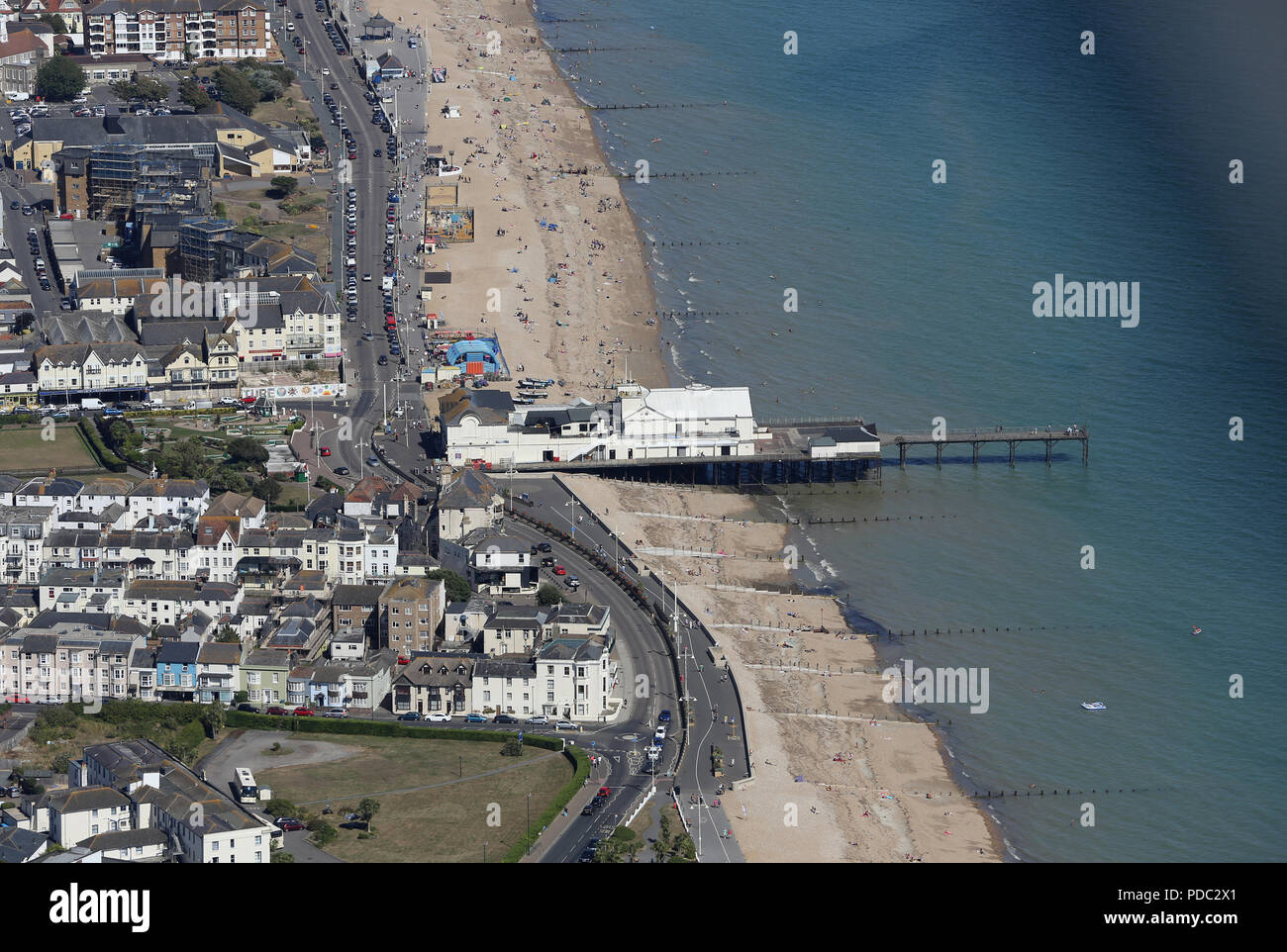 Aerial view of the seafront at Bognor Regis on the Sussex coast Stock