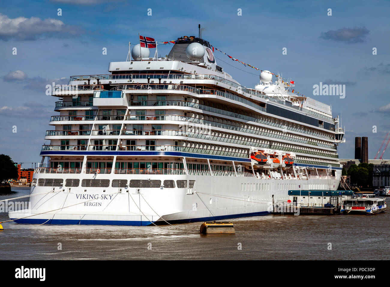 The Viking Sky Cruise Liner Moored On The River Thames At Greenwich 