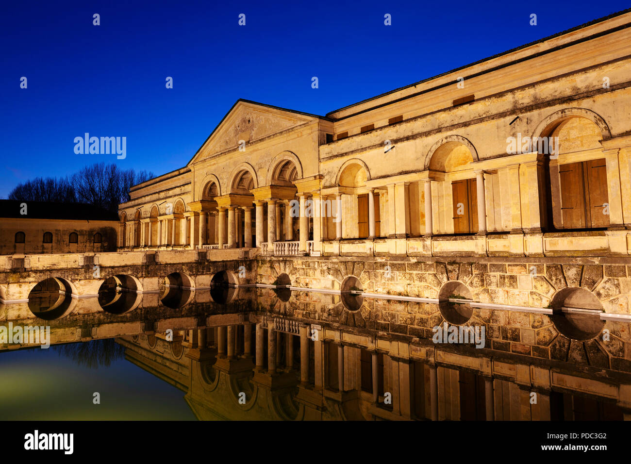 The loggia at the Palazzo del Te in Mantua, Italy. The palace was constructed in the 16th century for Frederico II Gonzaga, the Marquess of Mantua. Stock Photo