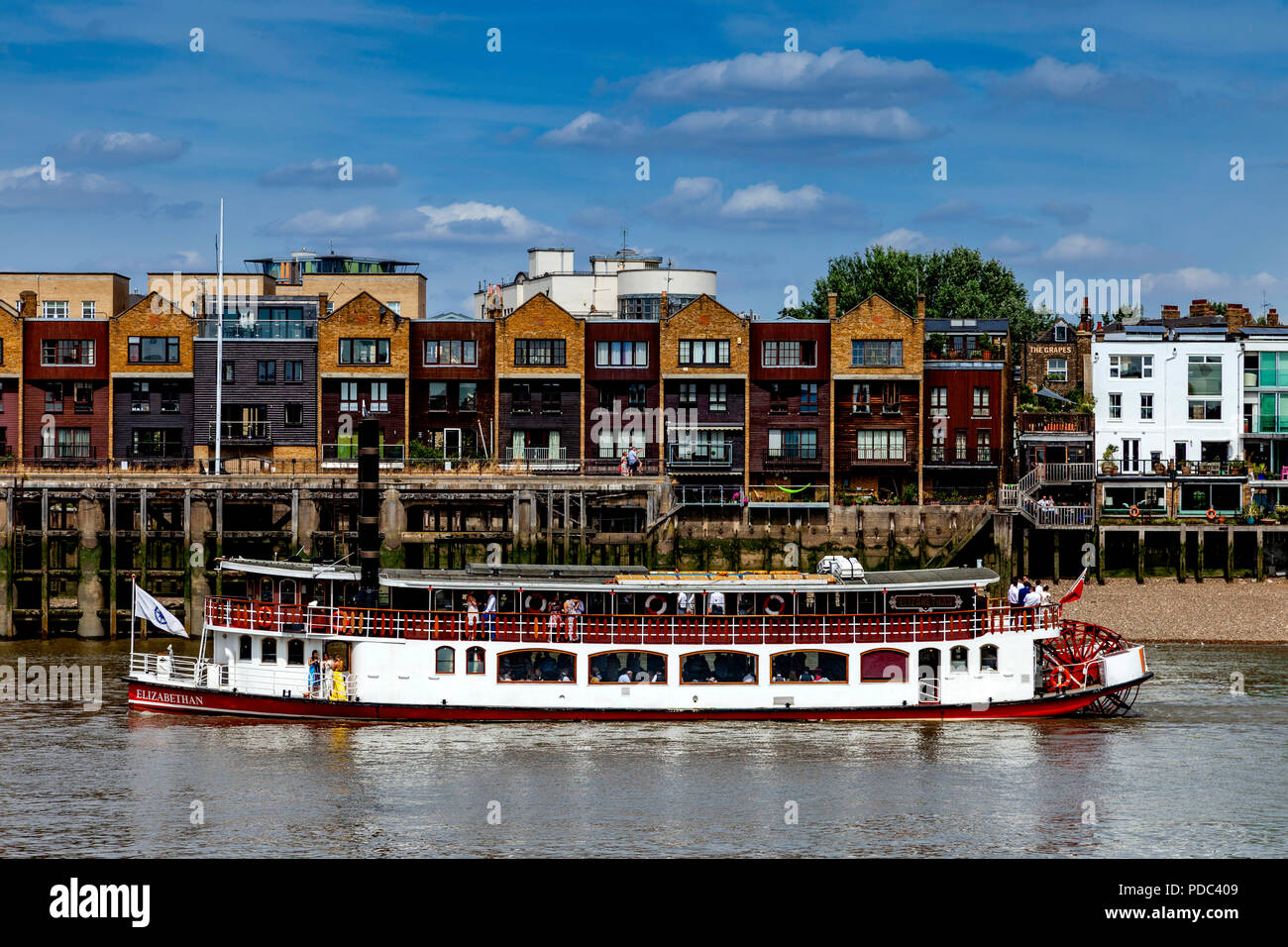The Elizabethan Paddle Steamer On The River Thames, London, England