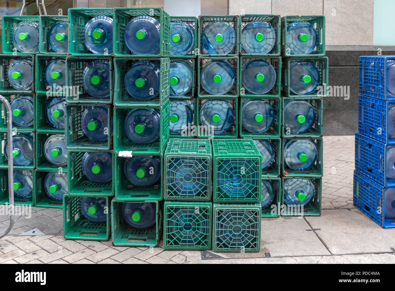 Big Piles of Filtered Bottled Water Delivery Stock Photo